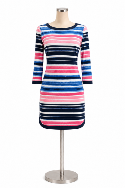 Vince Camuto Painterly Stripe Sheath Dress Blue Pink Size 4 - ONLINE ONLY