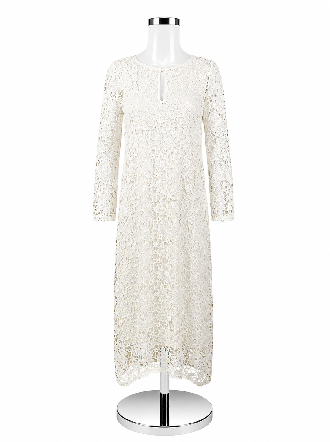 Johnny Was Arina White Floral Lace Maxi Dress Boho Long Sleeve XS - ONLINE ONLY