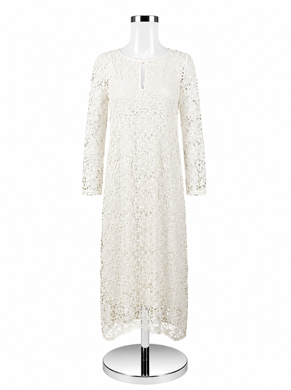 Johnny Was Arina White Floral Lace Maxi Dress Boho Long Sleeve XS - ONLINE ONLY