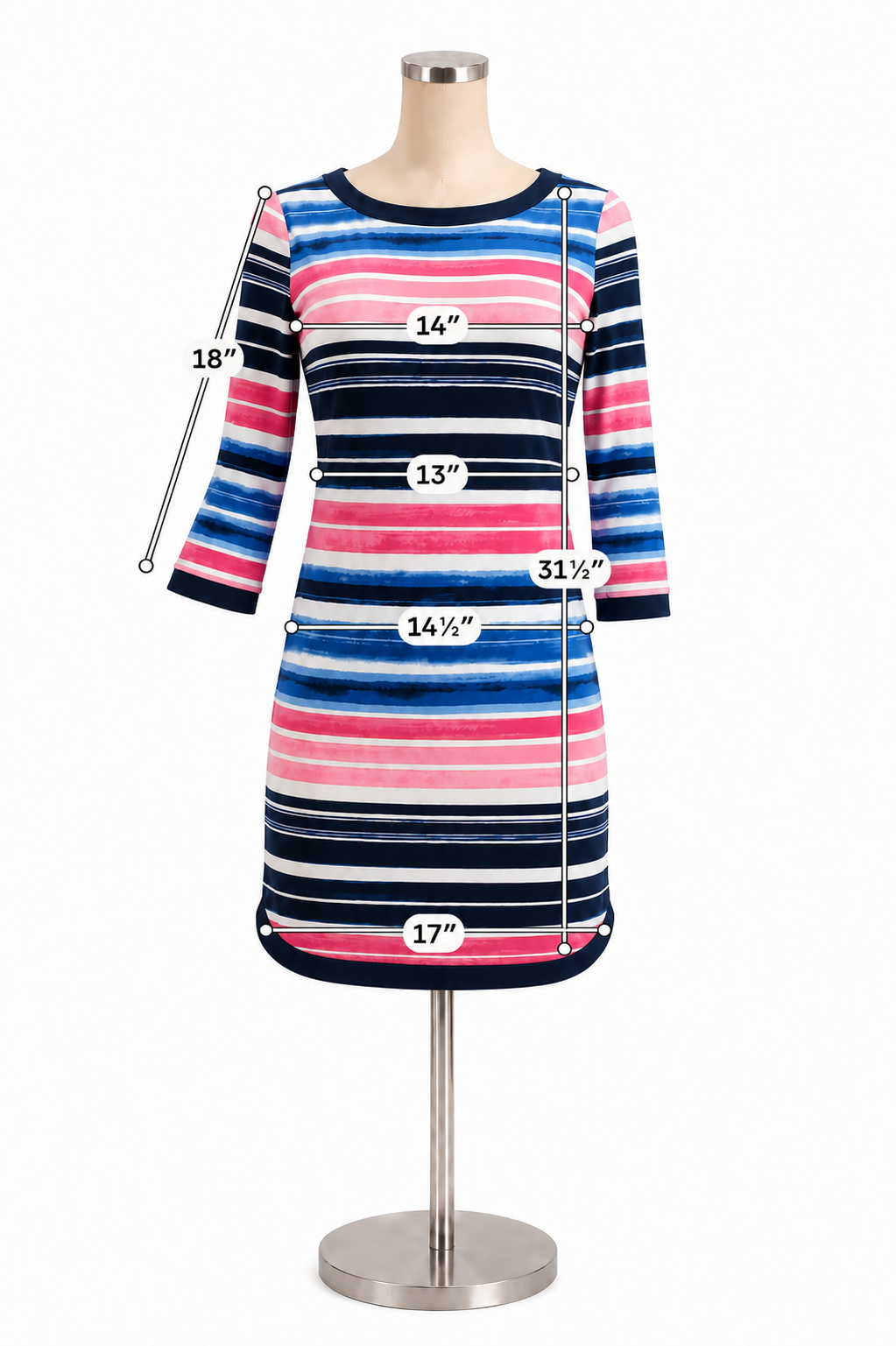 Vince Camuto Painterly Stripe Sheath Dress Blue Pink Size 4 - ONLINE ONLY