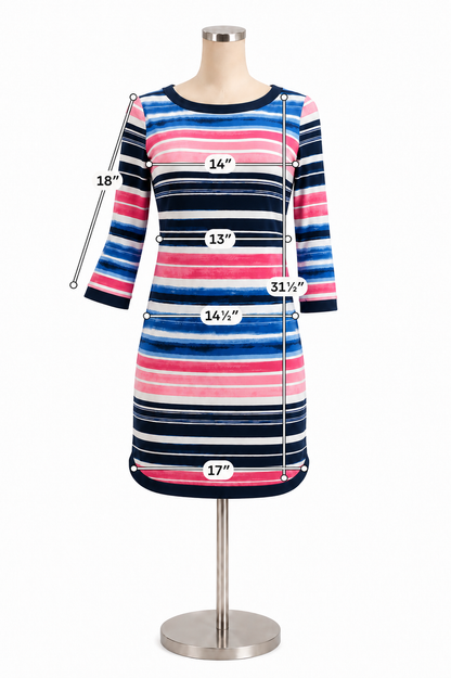 Vince Camuto Painterly Stripe Sheath Dress Blue Pink Size 4 - ONLINE ONLY