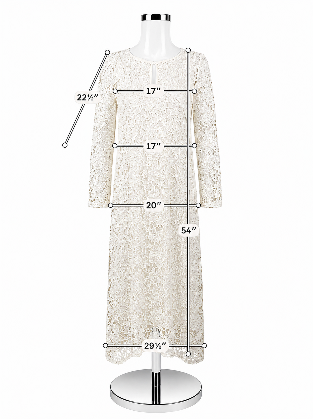 Johnny Was Arina White Floral Lace Maxi Dress Boho Long Sleeve XS - ONLINE ONLY