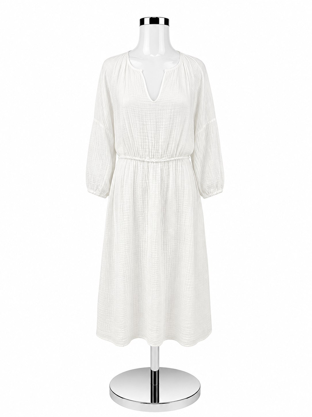 Félicité White Textured Cotton Gauze Midi Dress Size 4 - ONLINE ONLY