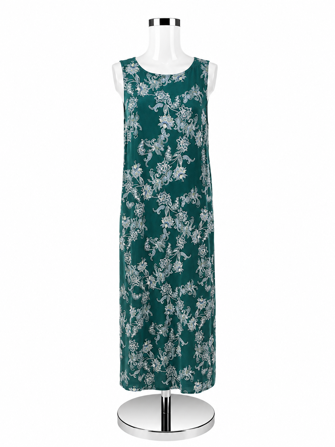 J. Jill Wearever Teal Paisley Floral Sleeveless Midi Dress Size Medium - ONLINE ONLY