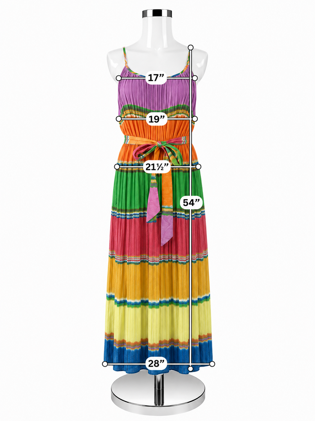 Current/Elliott The Pleated Maxi Dress Rainbow Stripe Size Medium - ONLINE ONLY