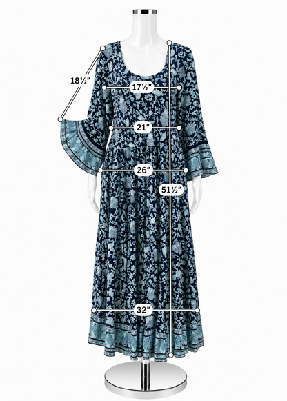 Soft Surroundings Casalina Floral Paisley Maxi Dress Bell Sleeve Boho Size Large - ONLINE ONLY