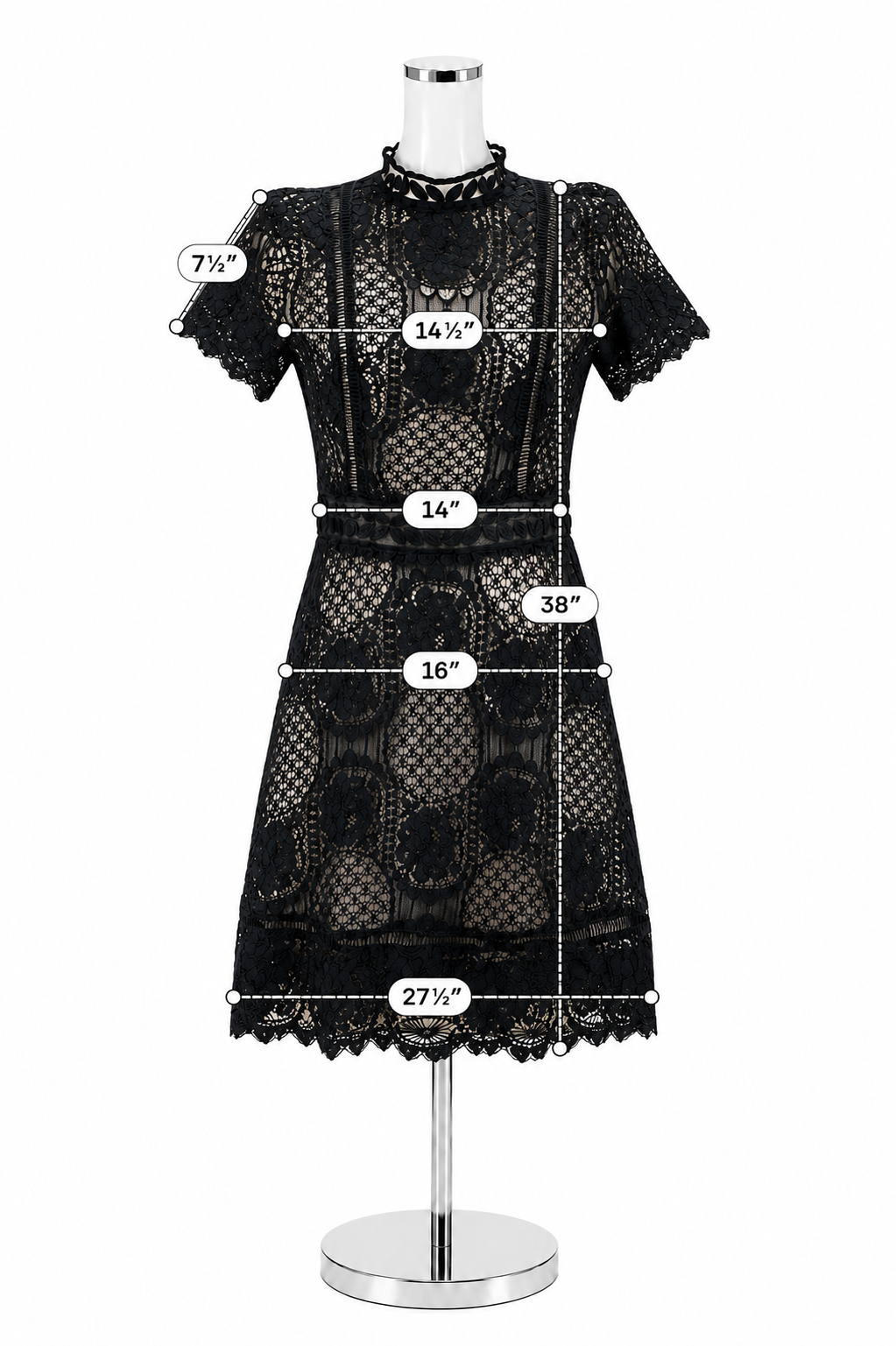 BB Dakota Chevis Black Floral Embroidered Short Sleeve Mini Dress Size 8 - ONLINE ONLY
