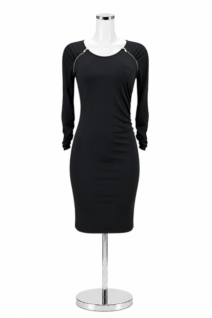 INC International Concepts Zipper Accent Ruched Sleeve Bodycon Dress Size S Black - ONLINE ONLY