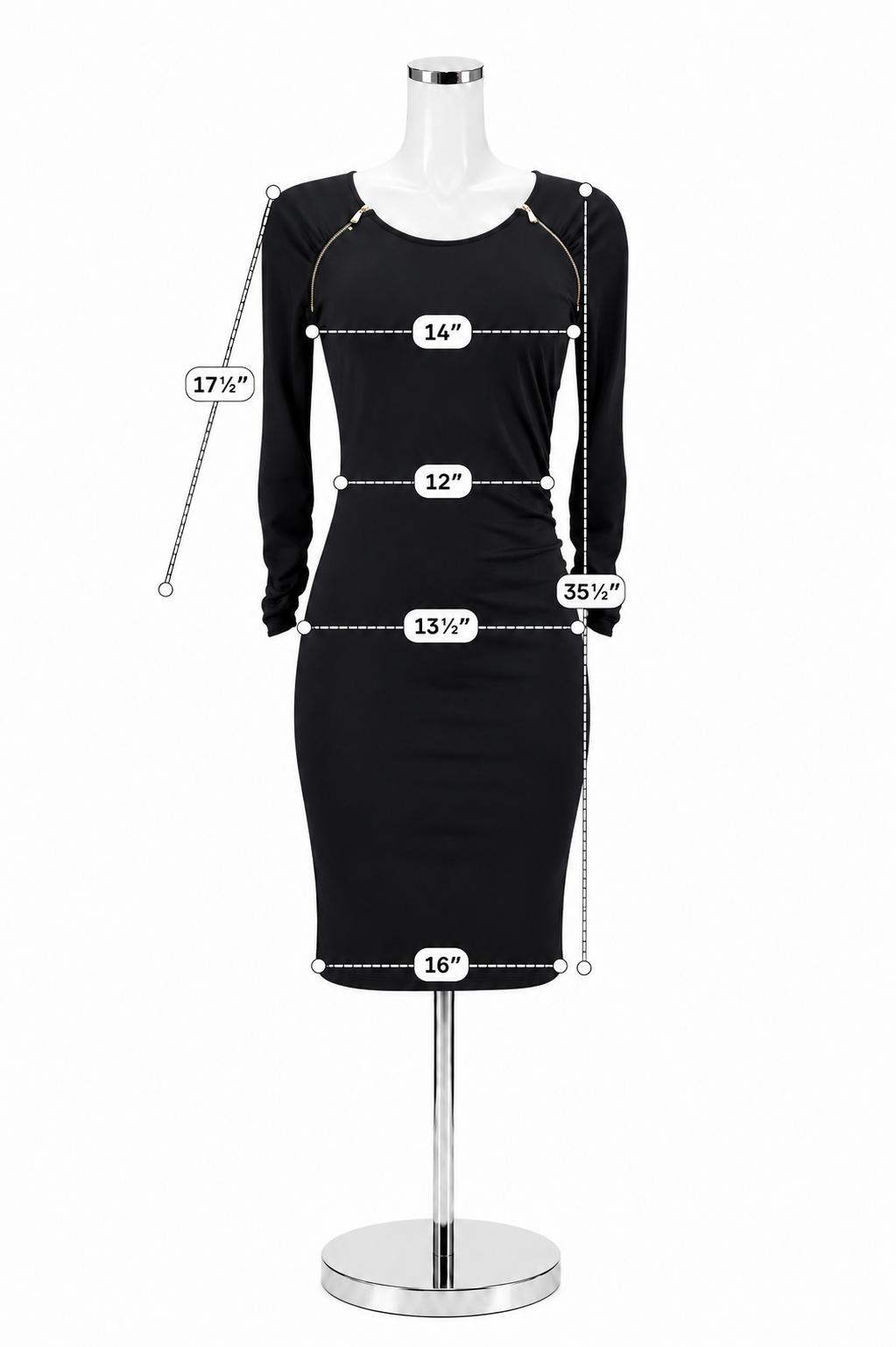 INC International Concepts Zipper Accent Ruched Sleeve Bodycon Dress Size S Black - ONLINE ONLY