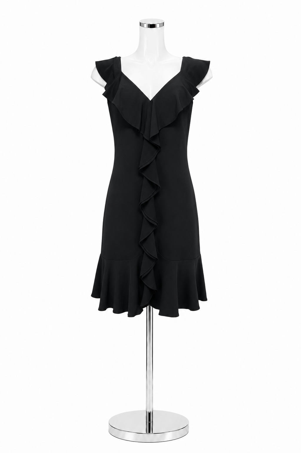 White House Black Market Ruffle Front Sleeveless Dress Black Size Small - ONLINE ONLY