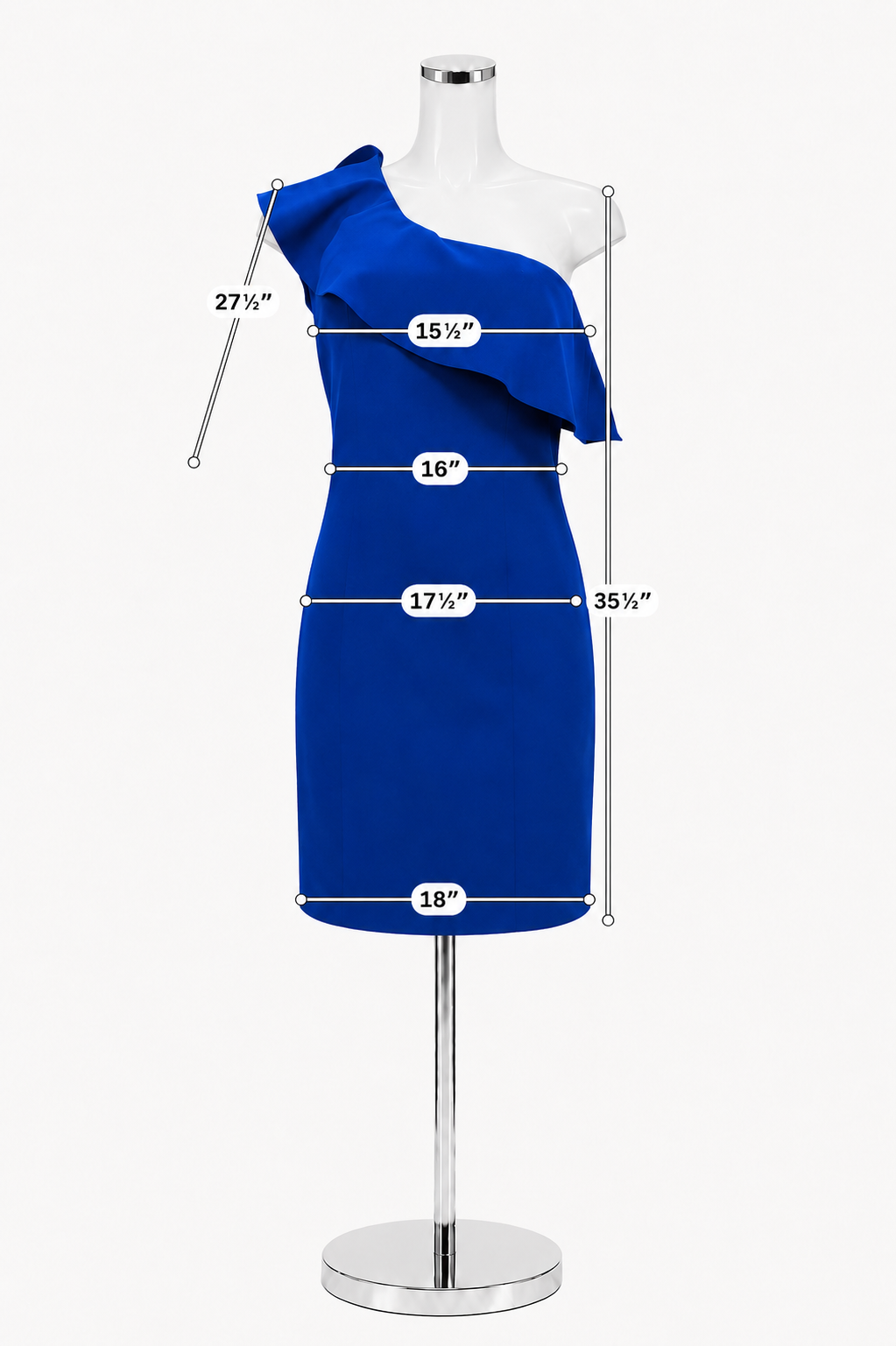 Cartise One-Shoulder Ruffle Sheath Dress Cobalt Blue Size 2 - ONLINE ONLY