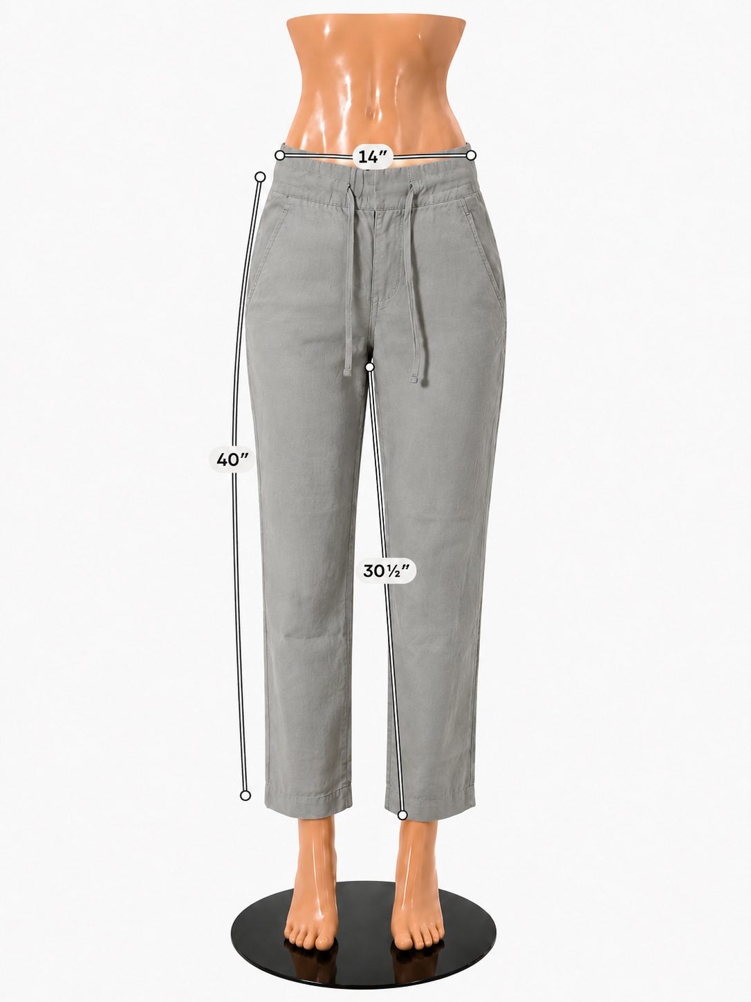 J.Crew City Fit Pants Cotton Linen Blend Drawstring Taupe Size 2 - ONLINE ONLY