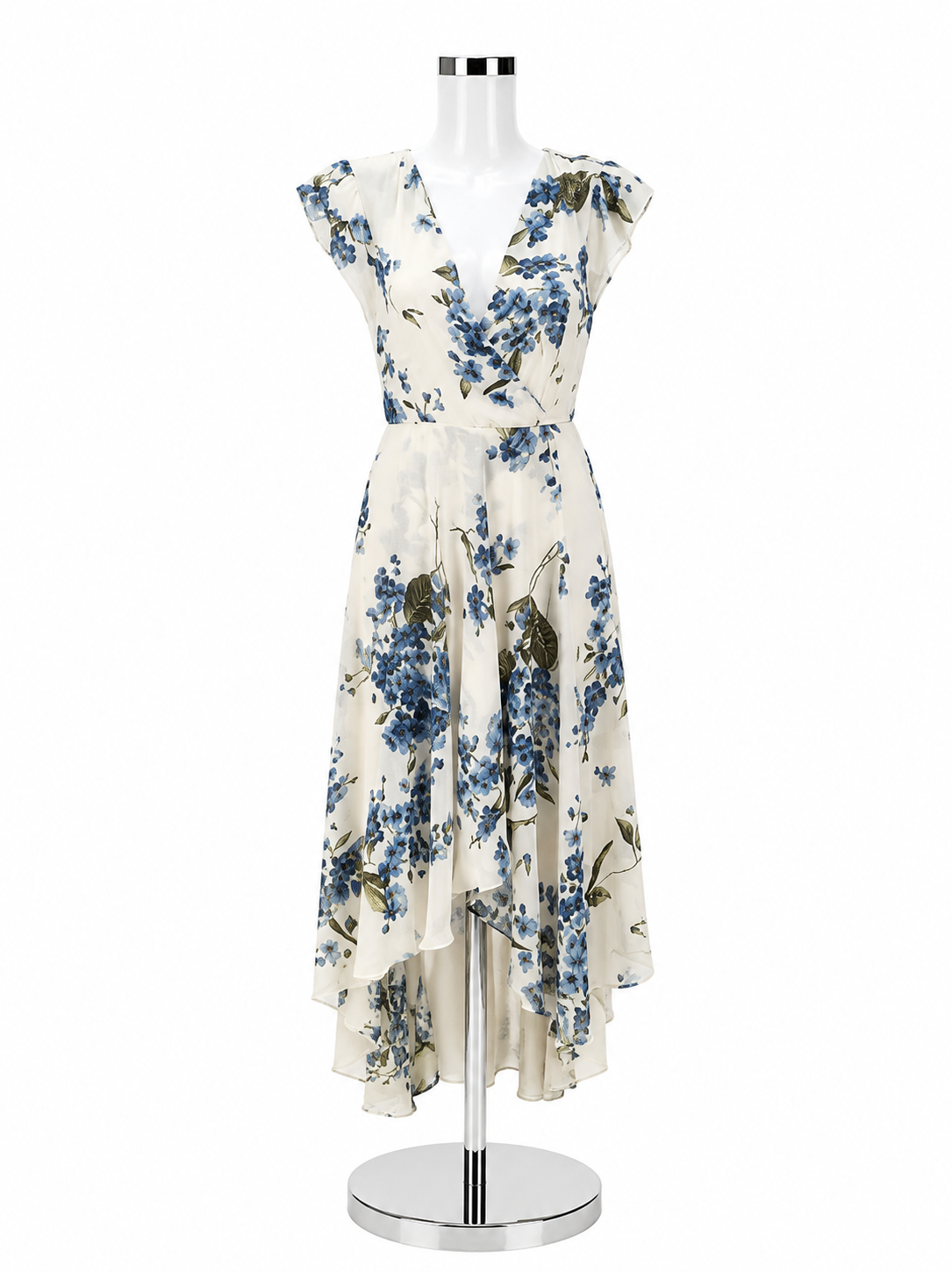 Lulus French Countryside Blue Floral High-Low Maxi Dress | Size Medium - ONLINE ONLY