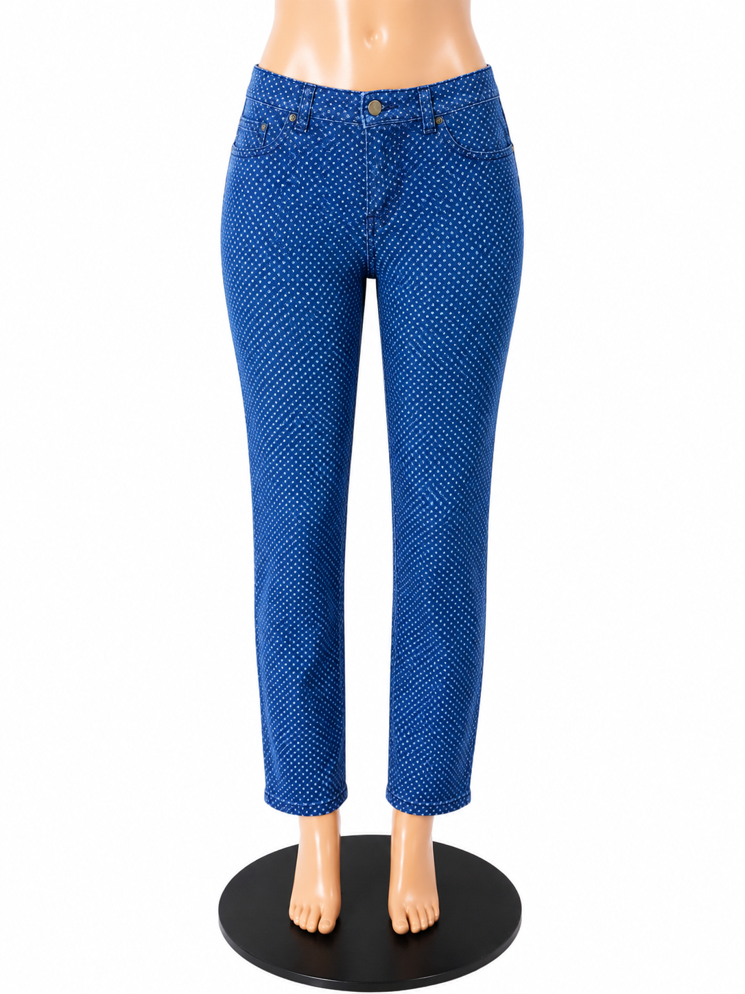 Michael Kors Skinny Fit Dot Jacquard Jeans Blue Stretch Mid Rise Size 4 - ONLINE ONLY