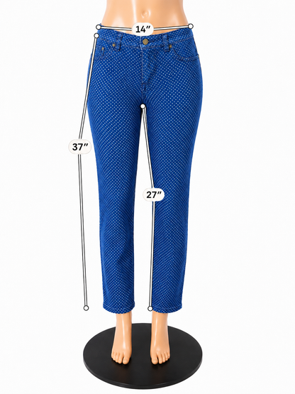 Michael Kors Skinny Fit Dot Jacquard Jeans Blue Stretch Mid Rise Size 4 - ONLINE ONLY