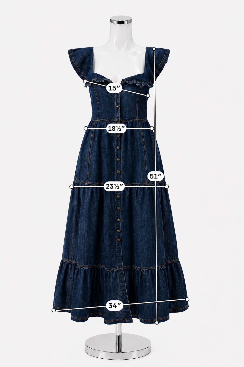 Urban Daizy Ruffled Off-Shoulder Denim Boho Maxi Dress | Size Medium - ONLINE ONLY