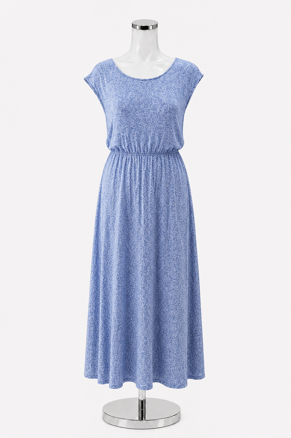 LOFT Outlet Floral Jersey Midi Dress Blue White Stretch Knit Size 12 - ONLINE ONLY