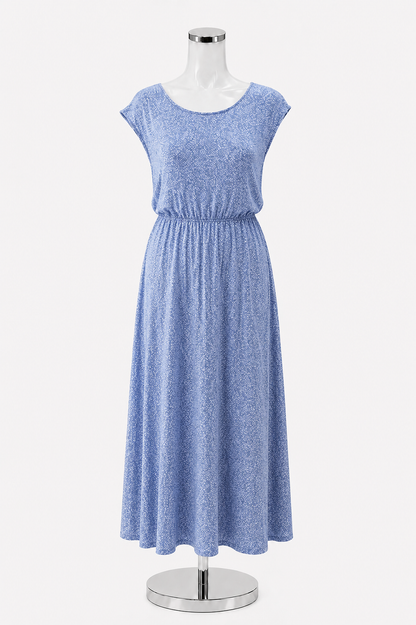 LOFT Outlet Floral Jersey Midi Dress Blue White Stretch Knit Size 12 - ONLINE ONLY