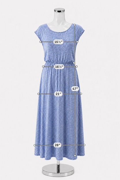 LOFT Outlet Floral Jersey Midi Dress Blue White Stretch Knit Size 12 - ONLINE ONLY