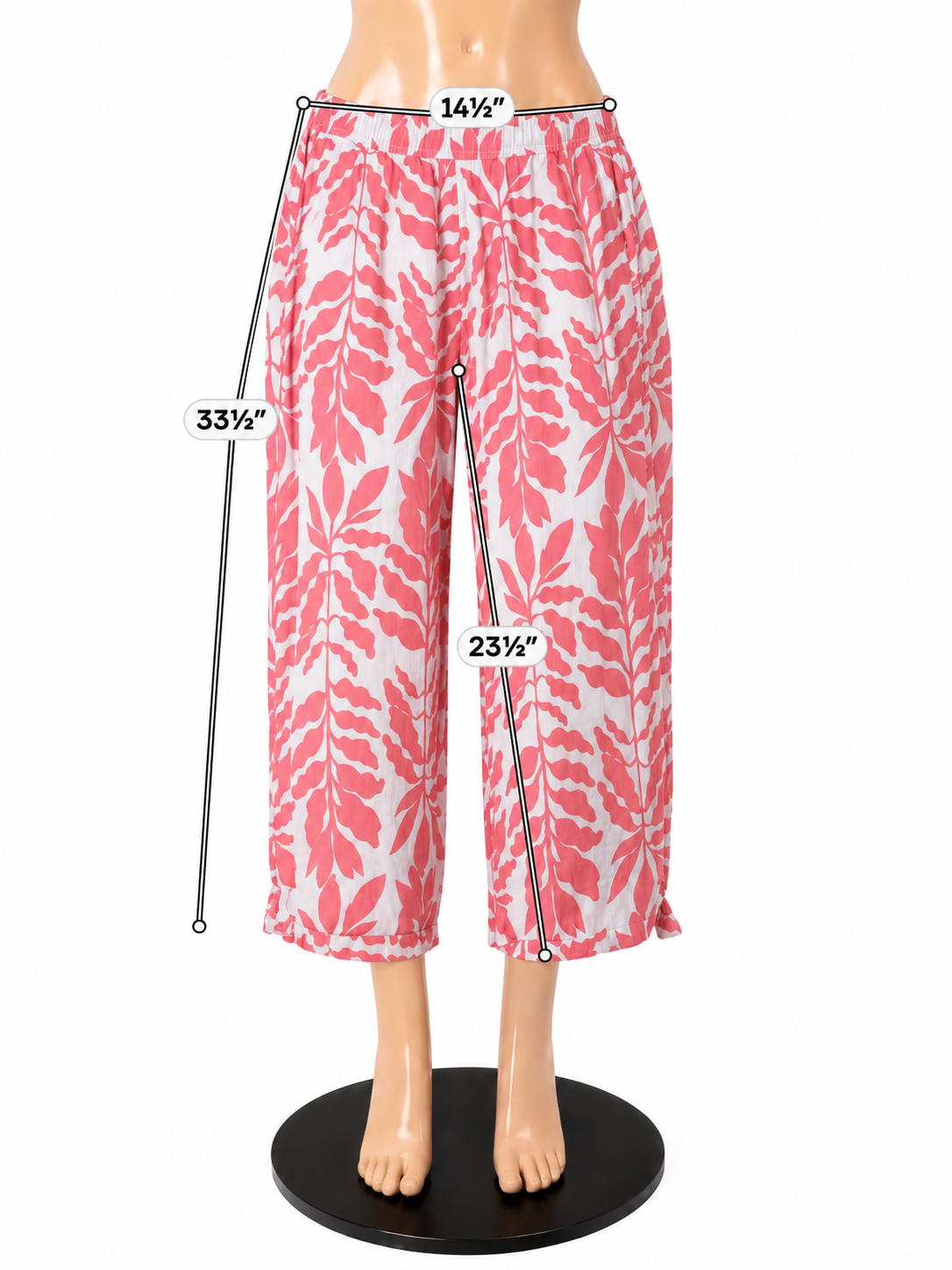 Rachel Zoe Coral Leaf Print Wide Leg Linen Crop Pants Size Medium - ONLINE ONLY