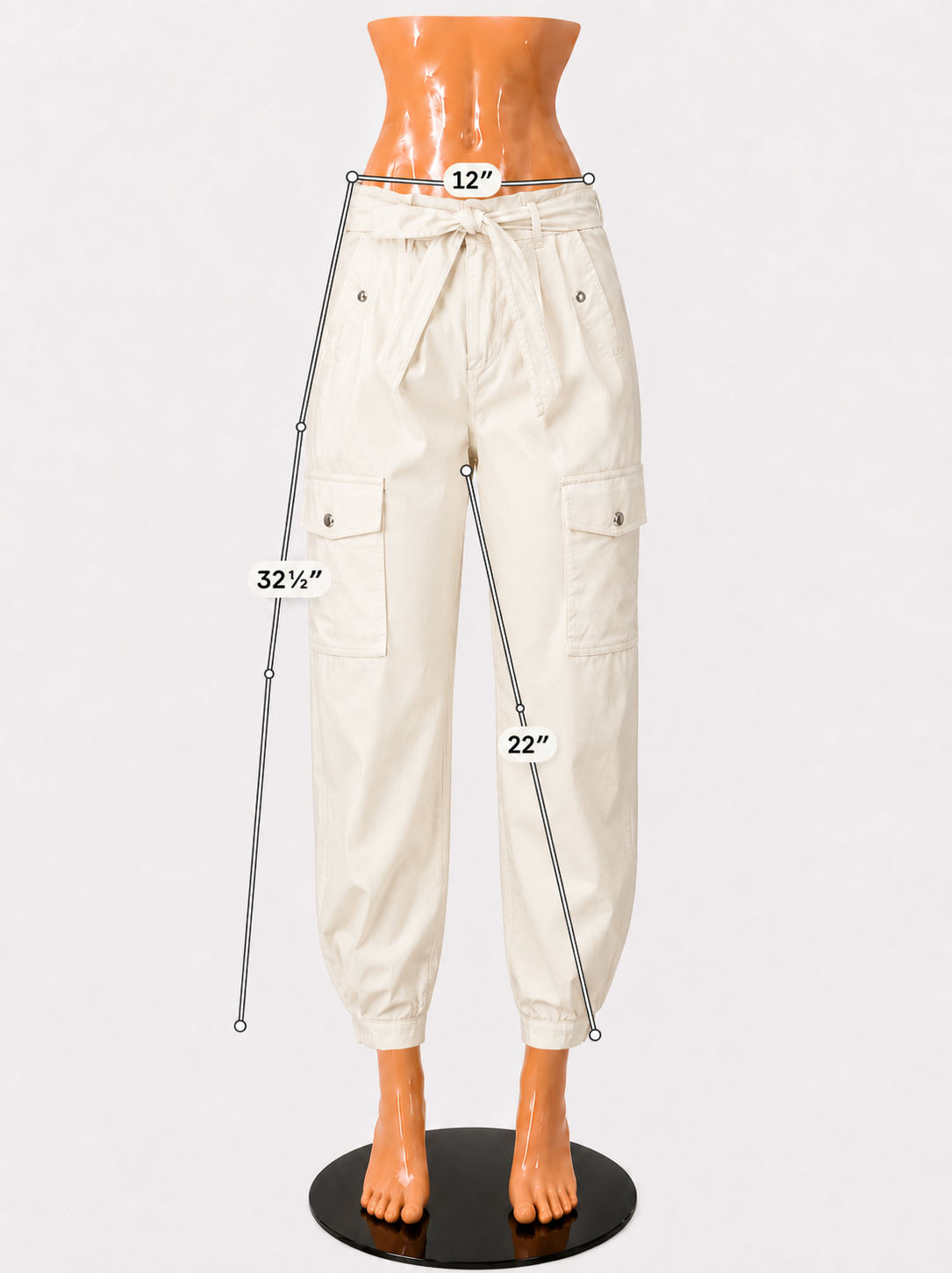 Ralph Lauren Belted Tapered Cargo Pants White Size 8 NWT - ONLINE ONLY