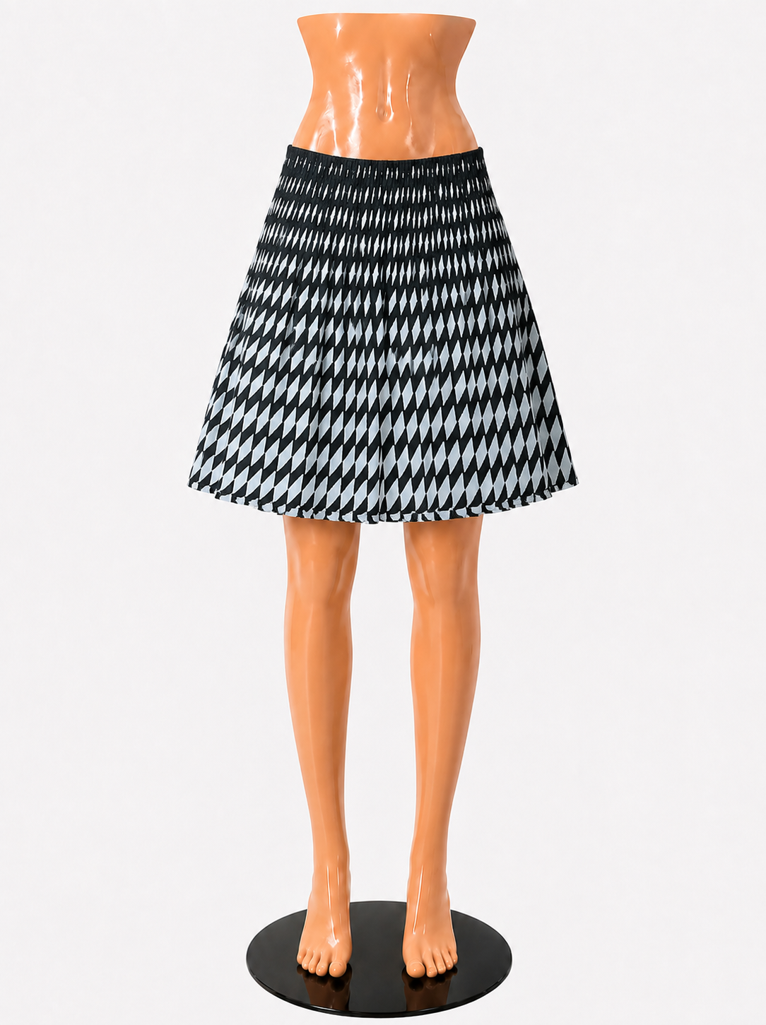 Alfani Black &amp; White Diamond Print Pleated A-Line Skirt | Size Medium - ONLINE ONLY