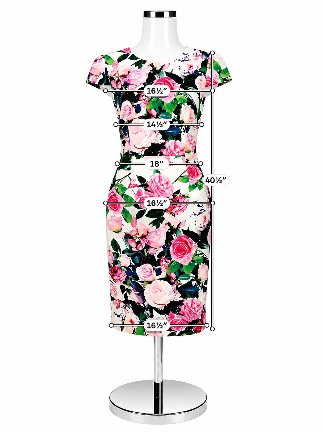 Betsey Johnson Floral Scuba Sheath Midi Dress Pink &amp;amp; Blue Rose Print Size 8
