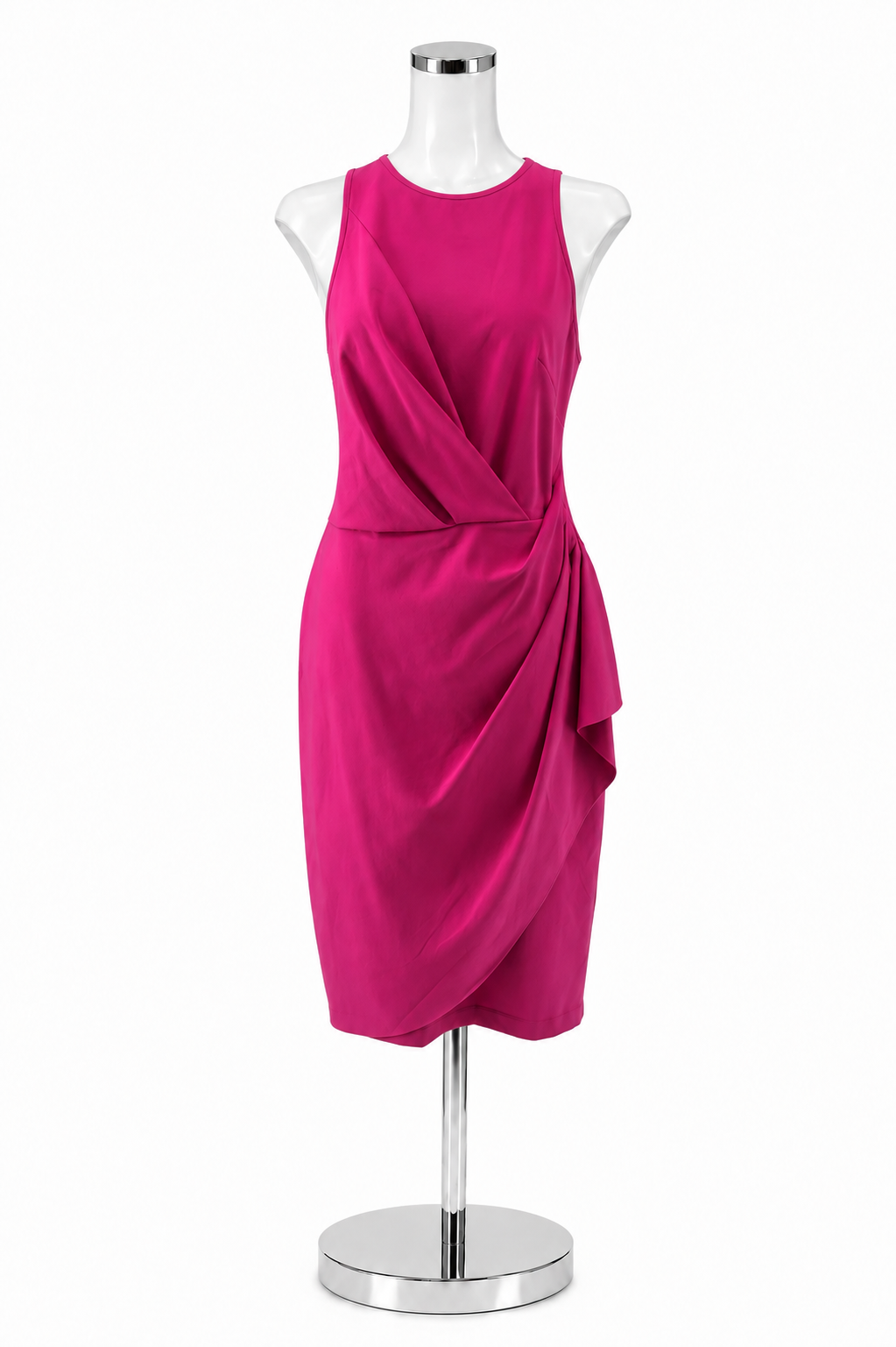Laundry by Shelli Segal Fuchsia Draped Asymmetric Sheath Dress Size 12