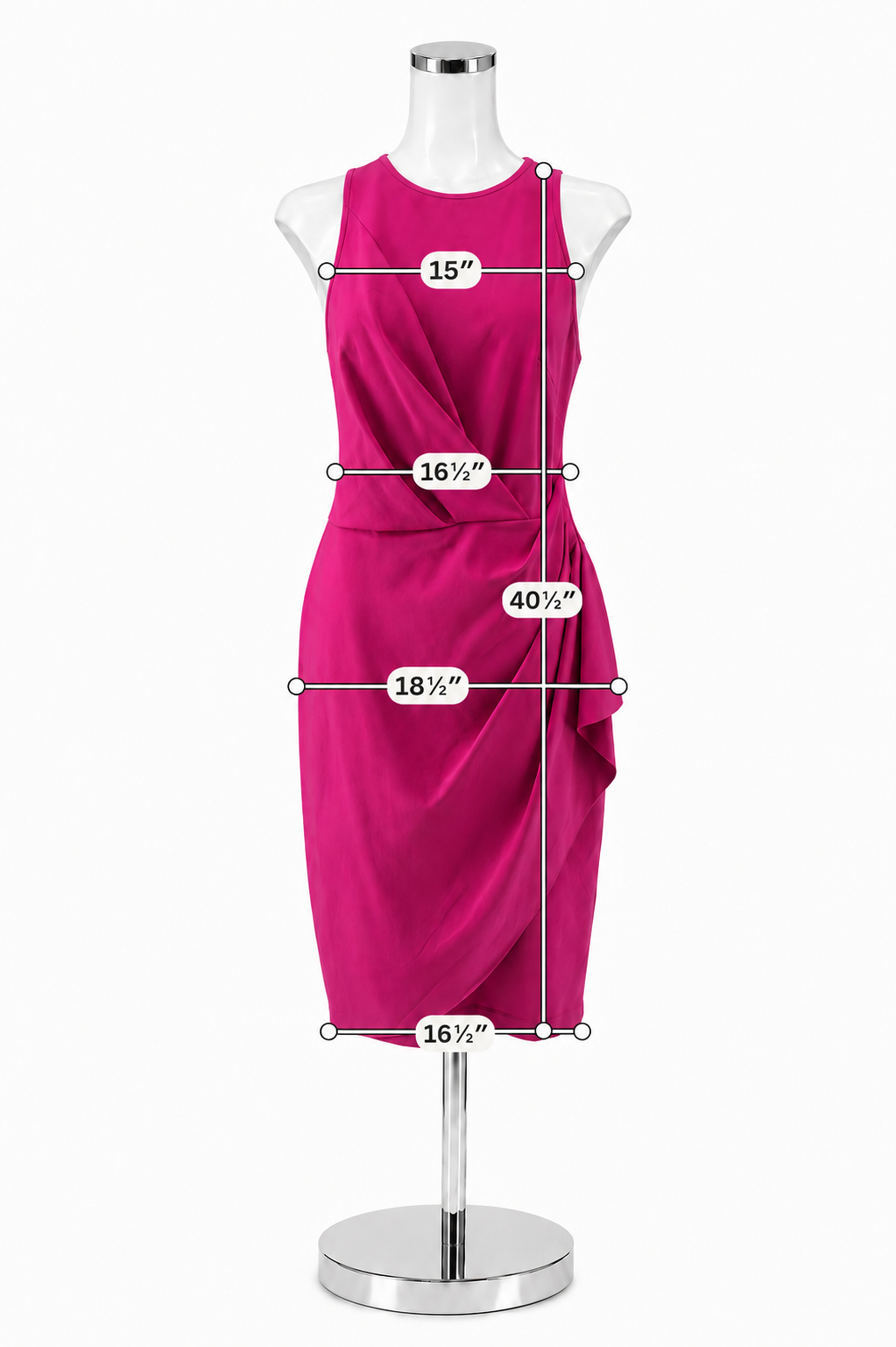 Laundry by Shelli Segal Fuchsia Draped Asymmetric Sheath Dress Size 12