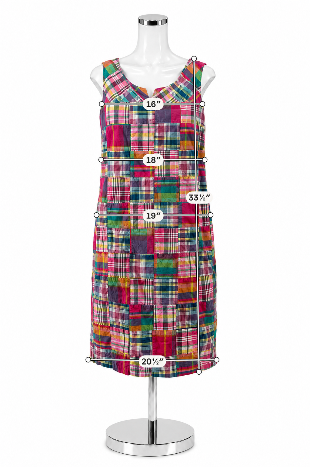 Talbots Patchwork Madras Plaid Cotton Shift Dress Size 12