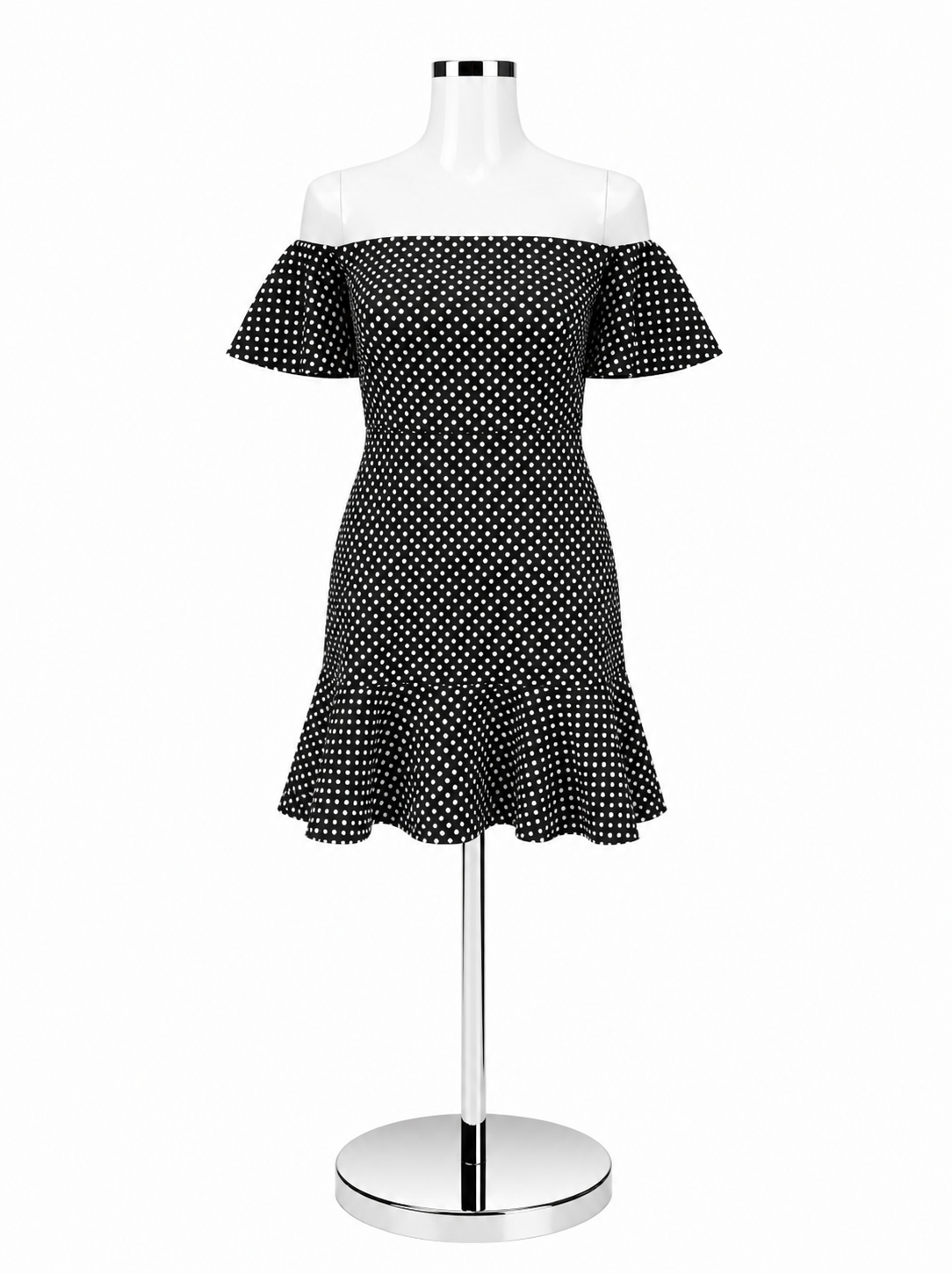 Saloni Camille Polka Dot Ruffle Sleeve Silk Midi Dress NWT Size 4