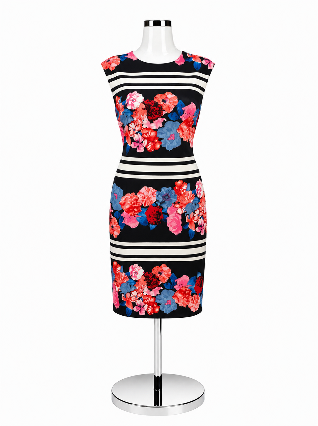 Vince Camuto Vince Camuto Floral Scuba Sheath Dress Navy Blue Red Size 6