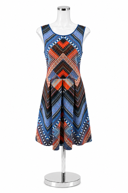 Liz Claiborne Geometric Chevron Print A-Line Sleeveless Dress Size 12