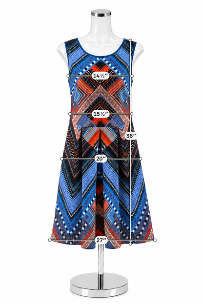 Liz Claiborne Geometric Chevron Print A-Line Sleeveless Dress Size 12