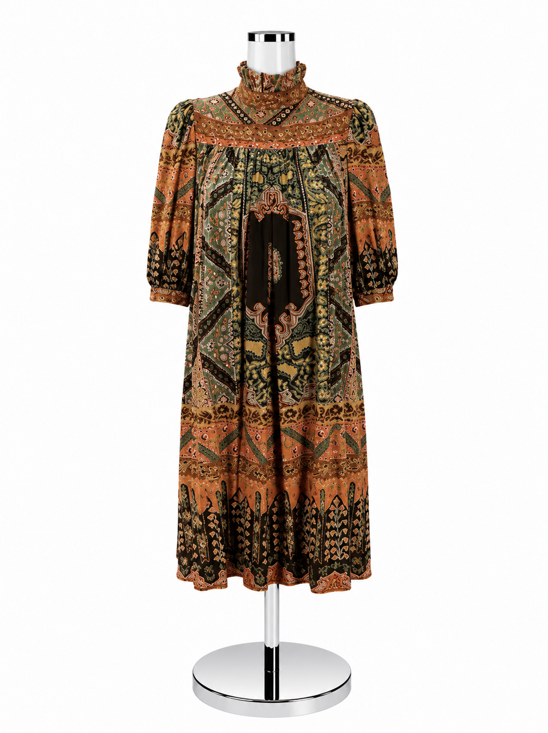 Jackie Bernard for EKLEKTIC Vintage 70s 80s Boho Paisley Dress ILGWU USA Made Size 6