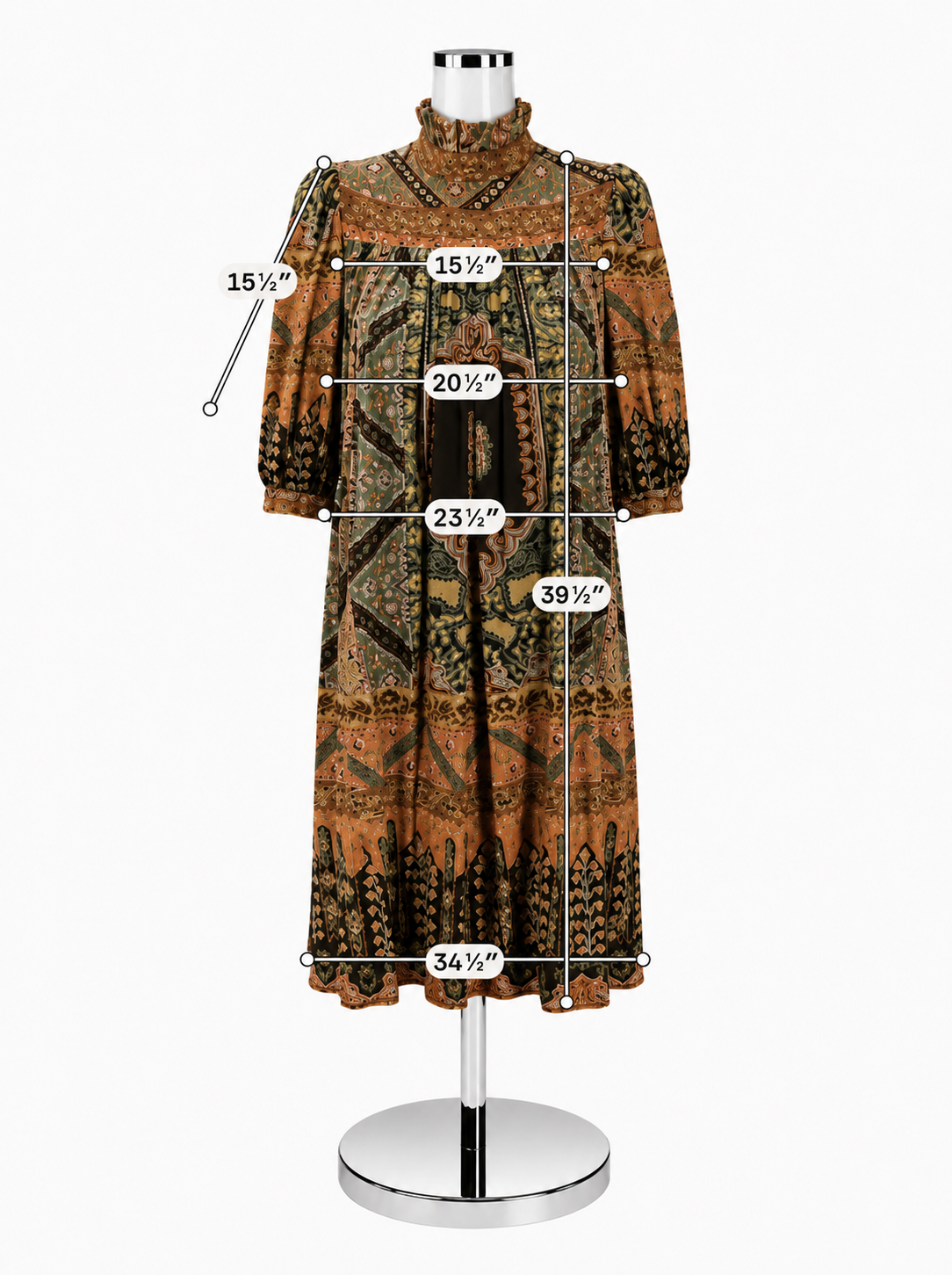 Jackie Bernard for EKLEKTIC Vintage 70s 80s Boho Paisley Dress ILGWU USA Made Size 6