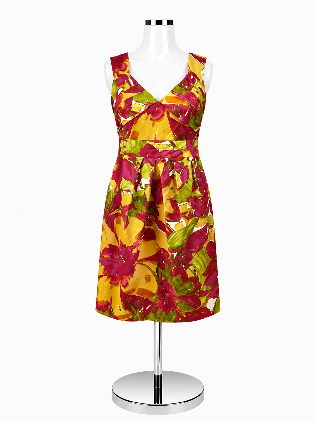 Kay Unger New York Silk Blend Floral V-Neck Sheath Dress Size 6