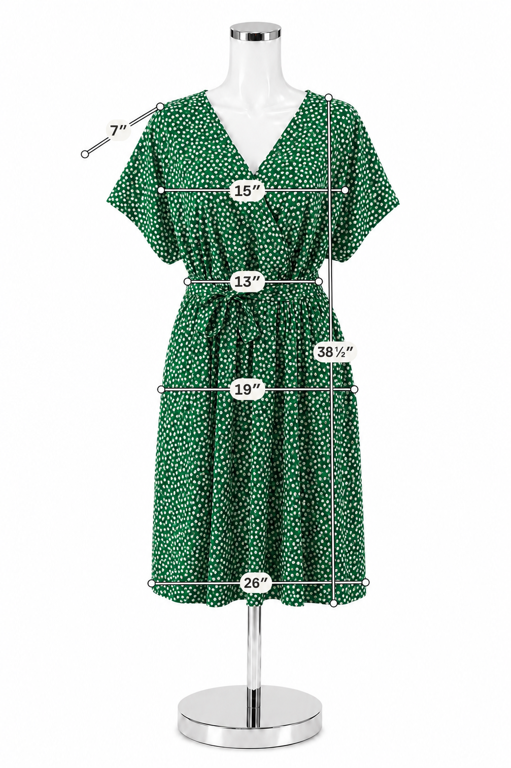 Nemidor Green Daisy Floral Faux Wrap V-Neck Dress Size UK 18 / US 14