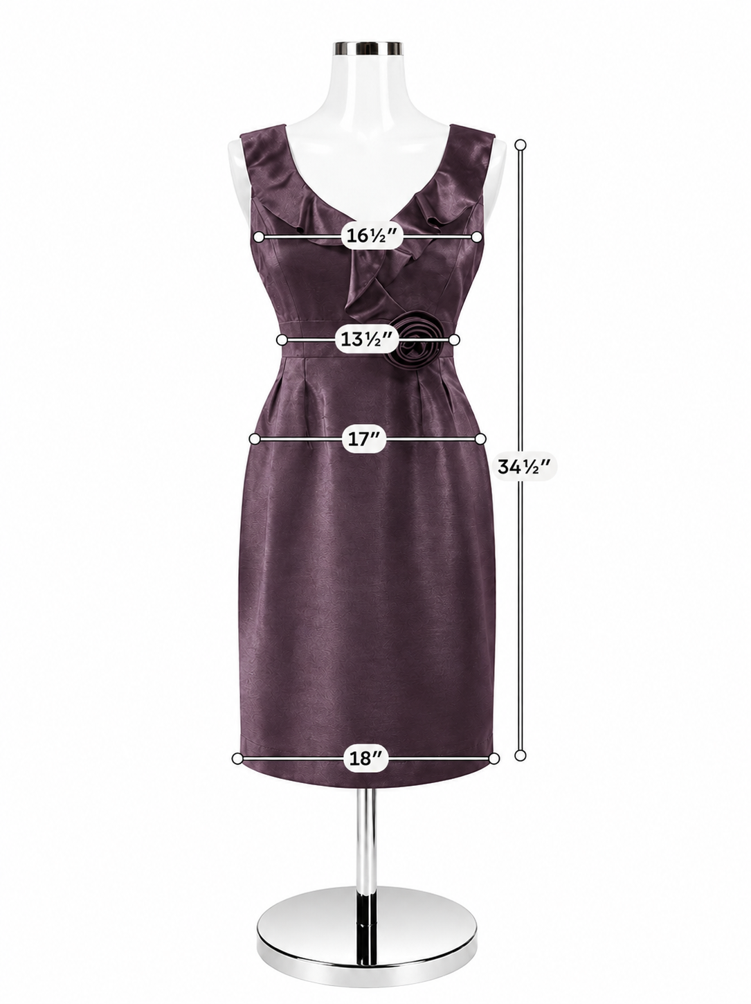 Tahari Arthur S. Levine Purple Ruffle Sheath Dress Size 6