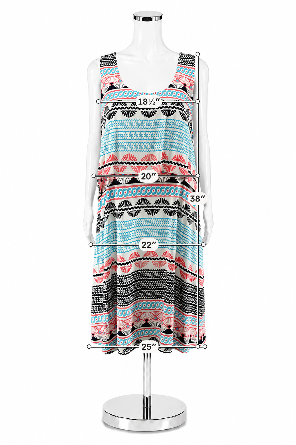 Crown &amp; Ivy Dress Size 16 White Aqua Pink Tribal Print Sleeveless Shift