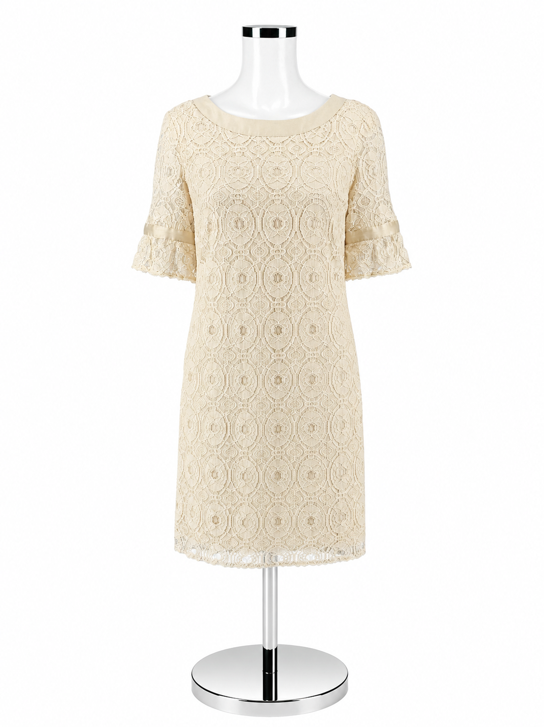 Liz Claiborne Cream Floral Lace Shift Dress Size 12