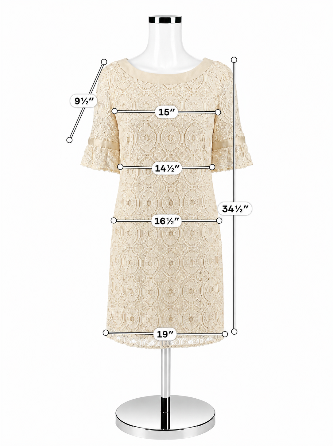 Liz Claiborne Cream Floral Lace Shift Dress Size 12