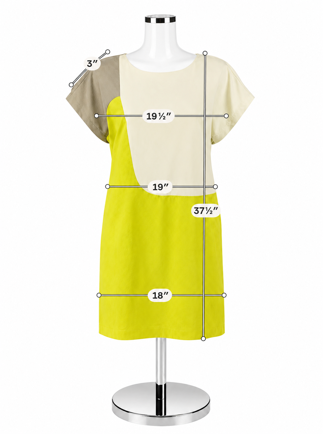 Piazza Sempione Colorblock Shift Dress Tan Cream Lime | US 12 (IT 48)