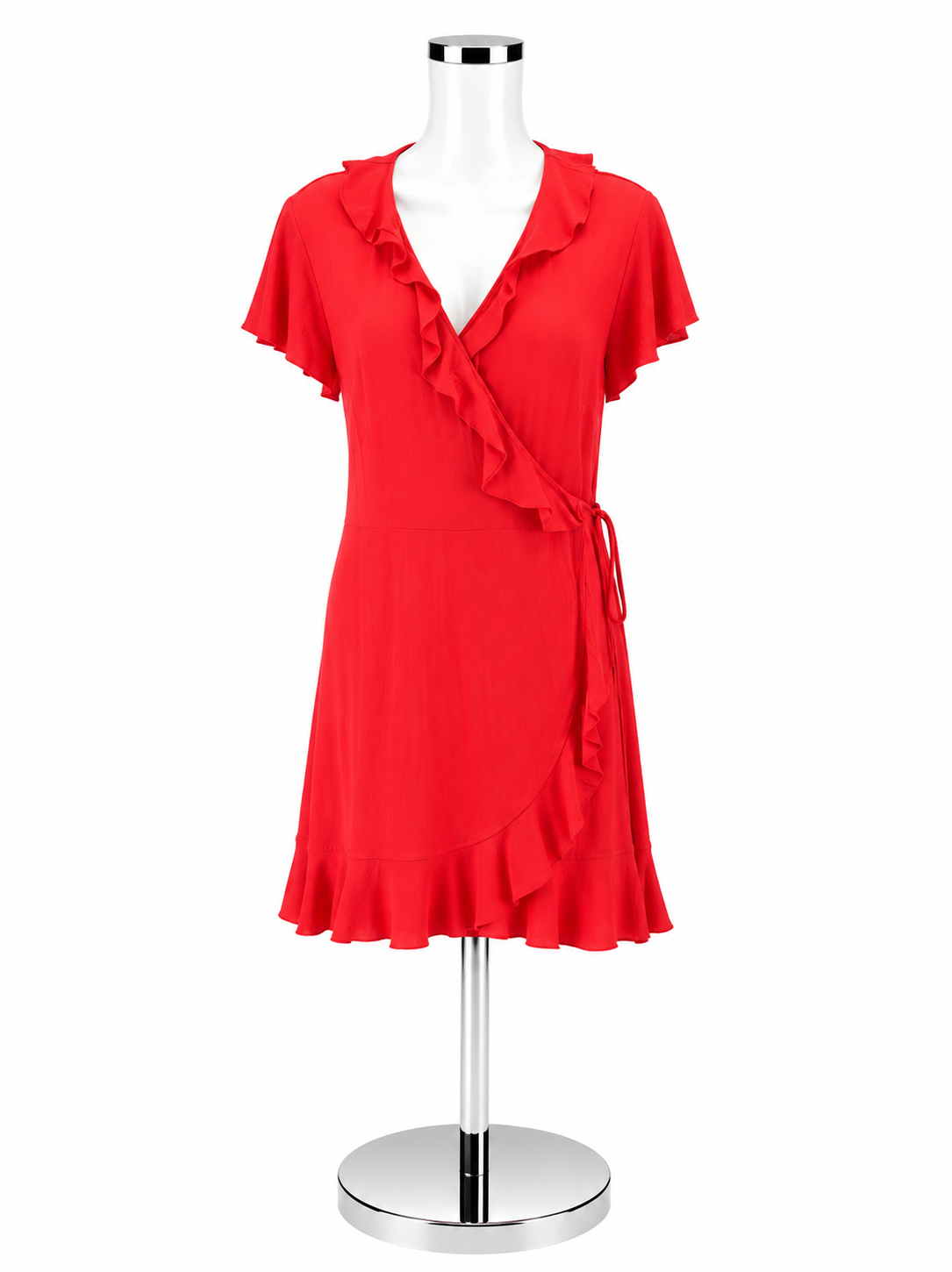Draper James Ruffle Faux Wrap Dress Coral Pink Size 14 NWT