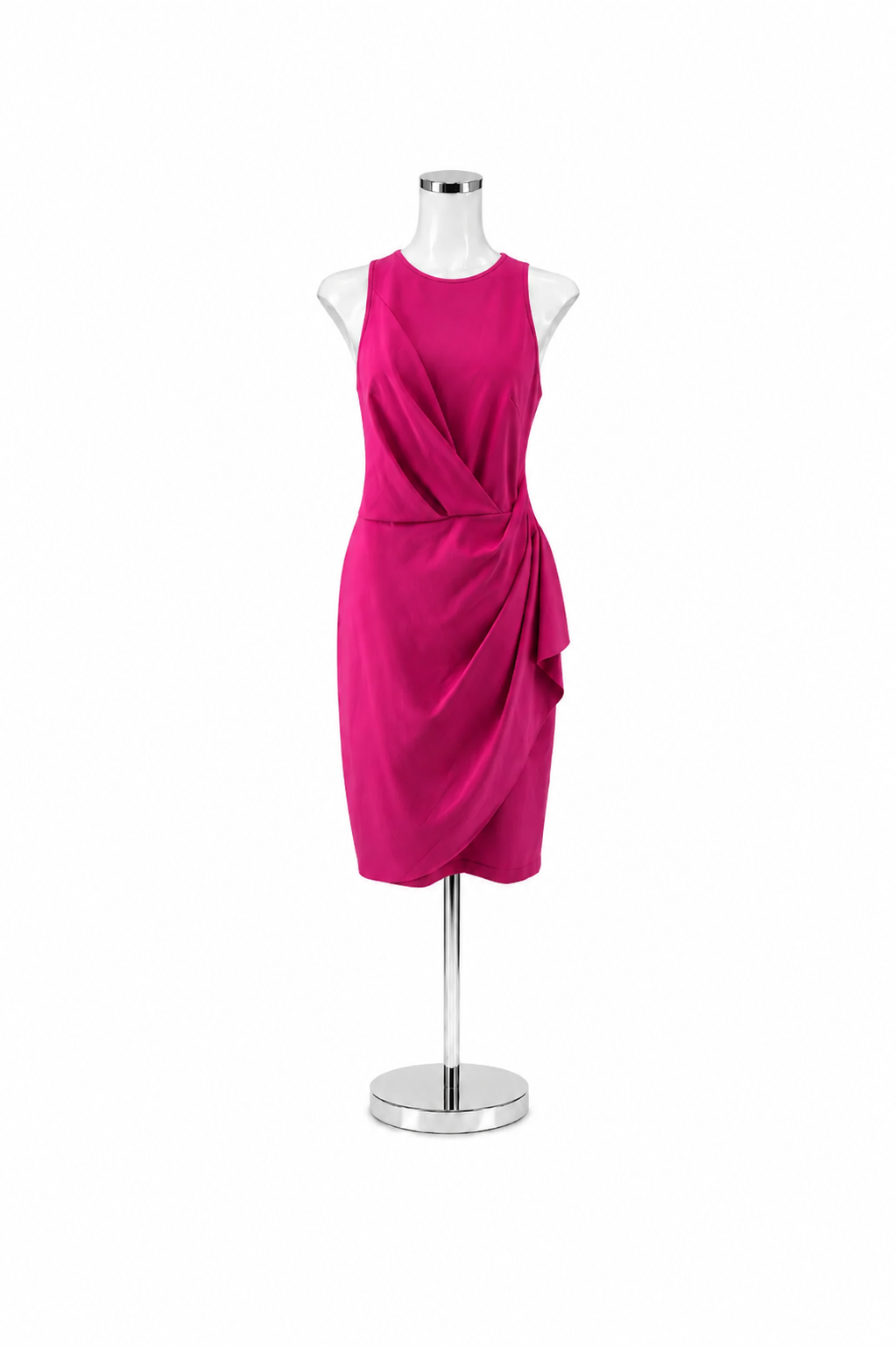 Laundry by Shelli Segal Fuchsia Draped Asymmetric Sheath Dress Size 12