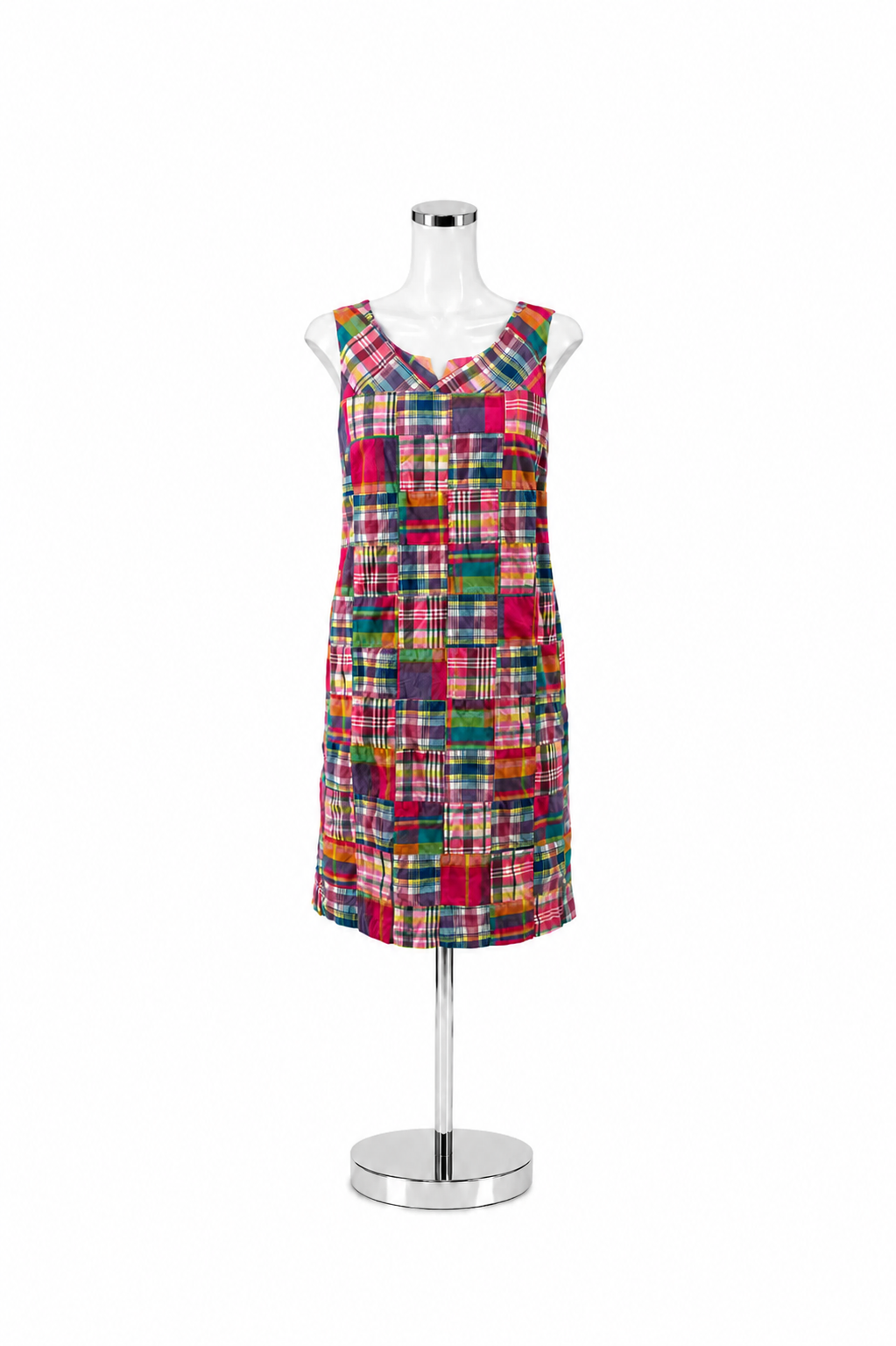 Talbots Patchwork Madras Plaid Cotton Shift Dress Size 12