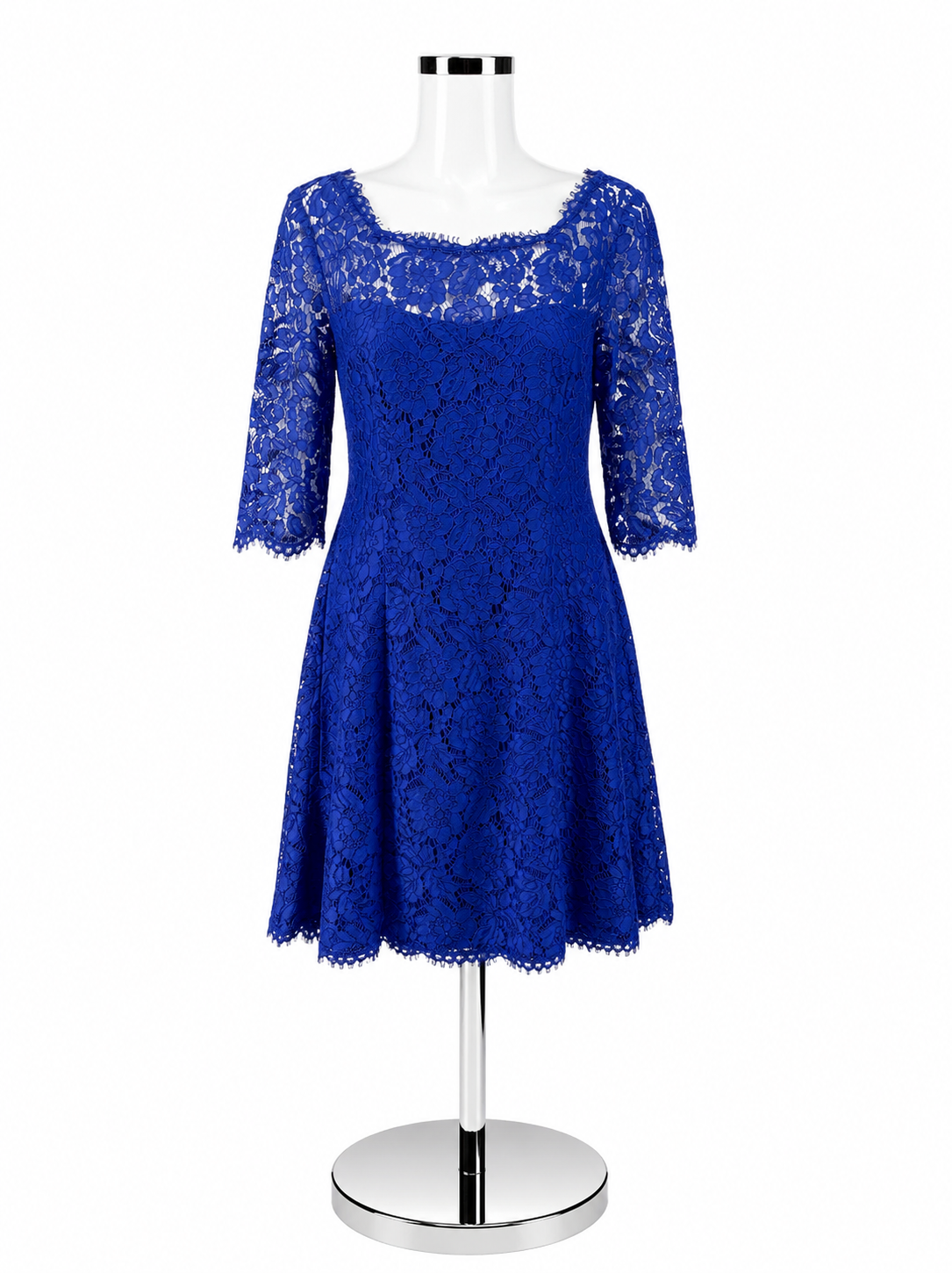 Eliza J Royal Blue Lace Cocktail Dress 3/4 Sleeve Size 14