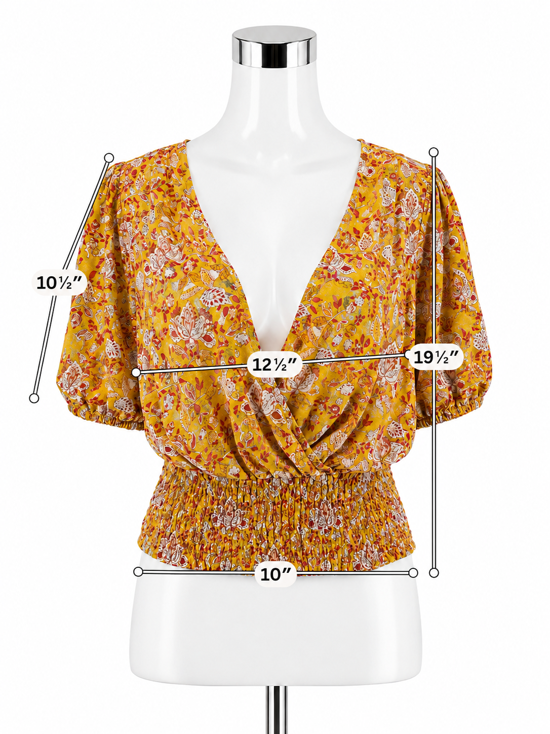 Cupcakes &amp; Cashmere Payson Floral Smocked Waist Blouse Top Size Medium