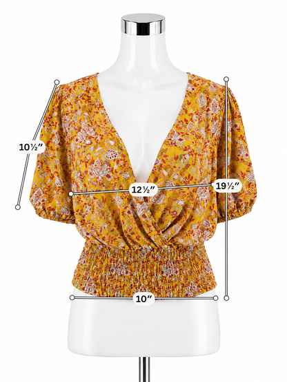 Cupcakes &amp; Cashmere Payson Floral Smocked Waist Blouse Top Size Medium