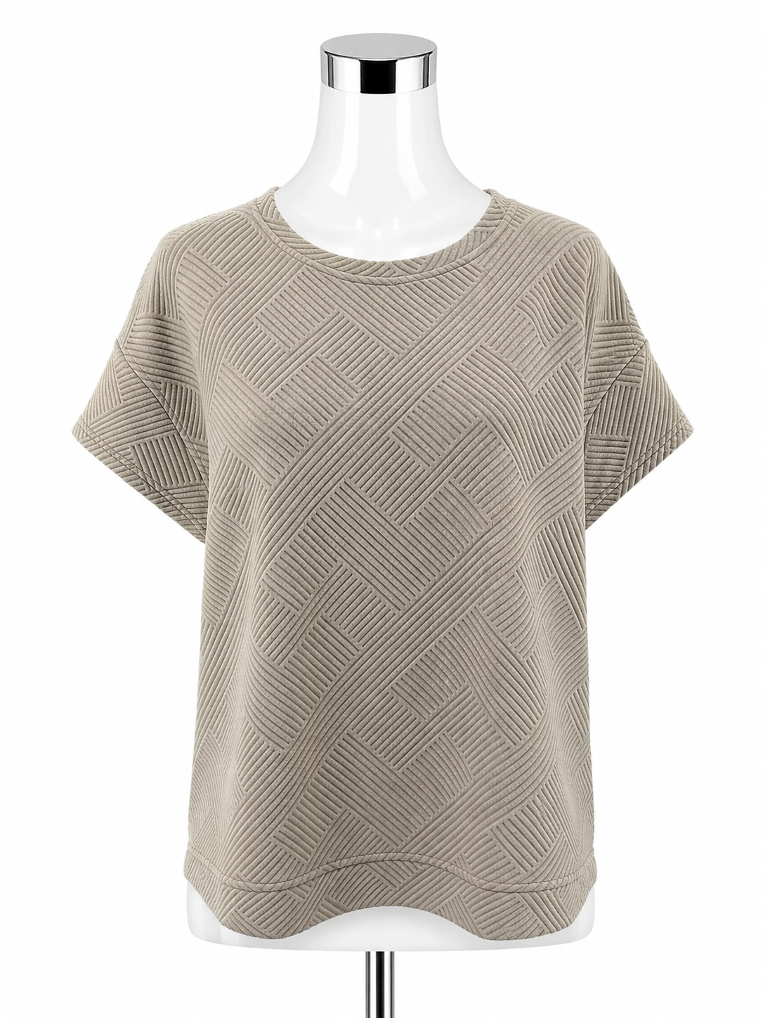 See and Be Seen Tan Geometric Jacquard Dolman Sleeve Top Size Medium
